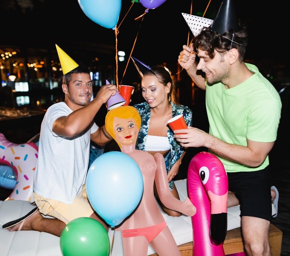 AIR GAG 59-inch inflatable doll as centerpiece setup for event