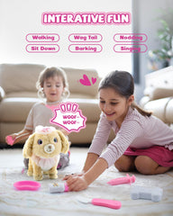 Airbition plush dog tail wagging supports pretend training sessions.