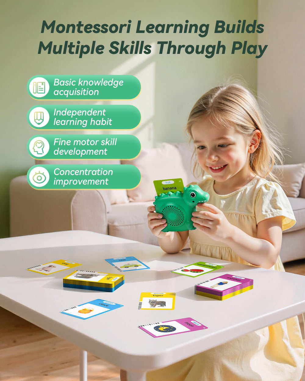 Airbition Reader being used by toddler pressing left button for audio.
