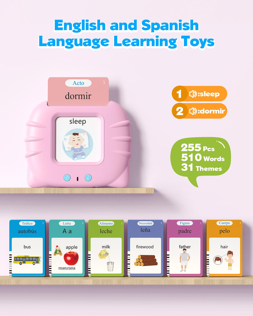 Airbition talking flash cards with dual language playback