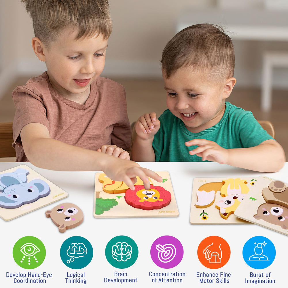 Airlab wooden cat-shape puzzle provides tactile learning and fun.