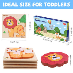 Airlab wooden fox-shape puzzle promotes shape recognition for toddlers.