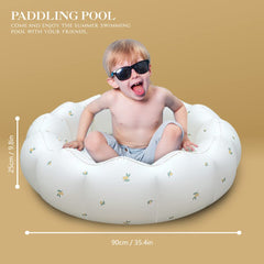 AirSwim portable paddling pool outdoors, perfect for sunny family play.