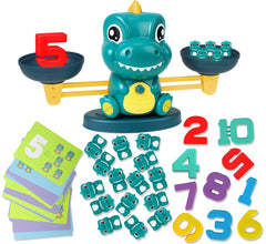 Aitbay dinosaur math balance toy with colorful pieces for hands-on learning