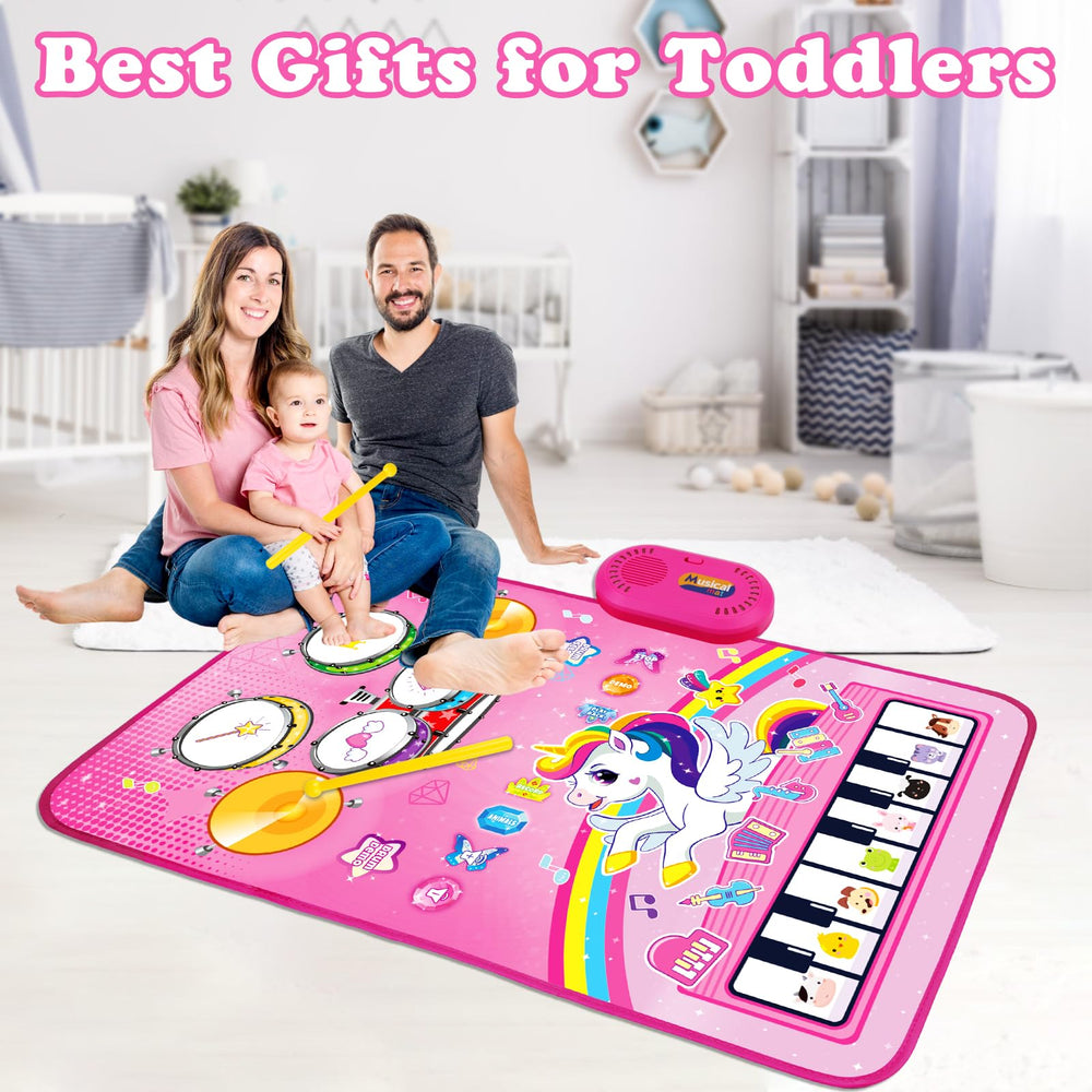 Aitbay unicorn music mat supports two-player fun for shared moments.