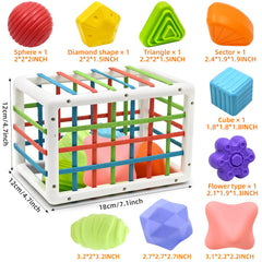 AiTuiTui elastic-band sensory box challenges baby to retrieve and replace toys.
