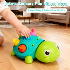 AiTuiTui tummy time sensory play with a versatile crawling turtle toy.