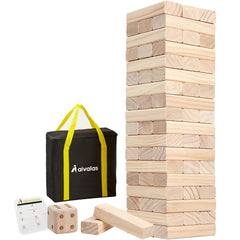 Aivalas Giant Tumble Tower blocks stacked for backyard play and family fun.