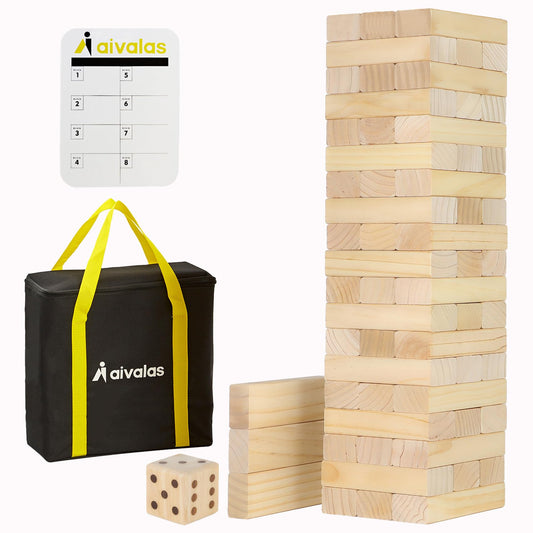 Aivalas Tumble Tower 60pcs blocks ready for stacking and family fun