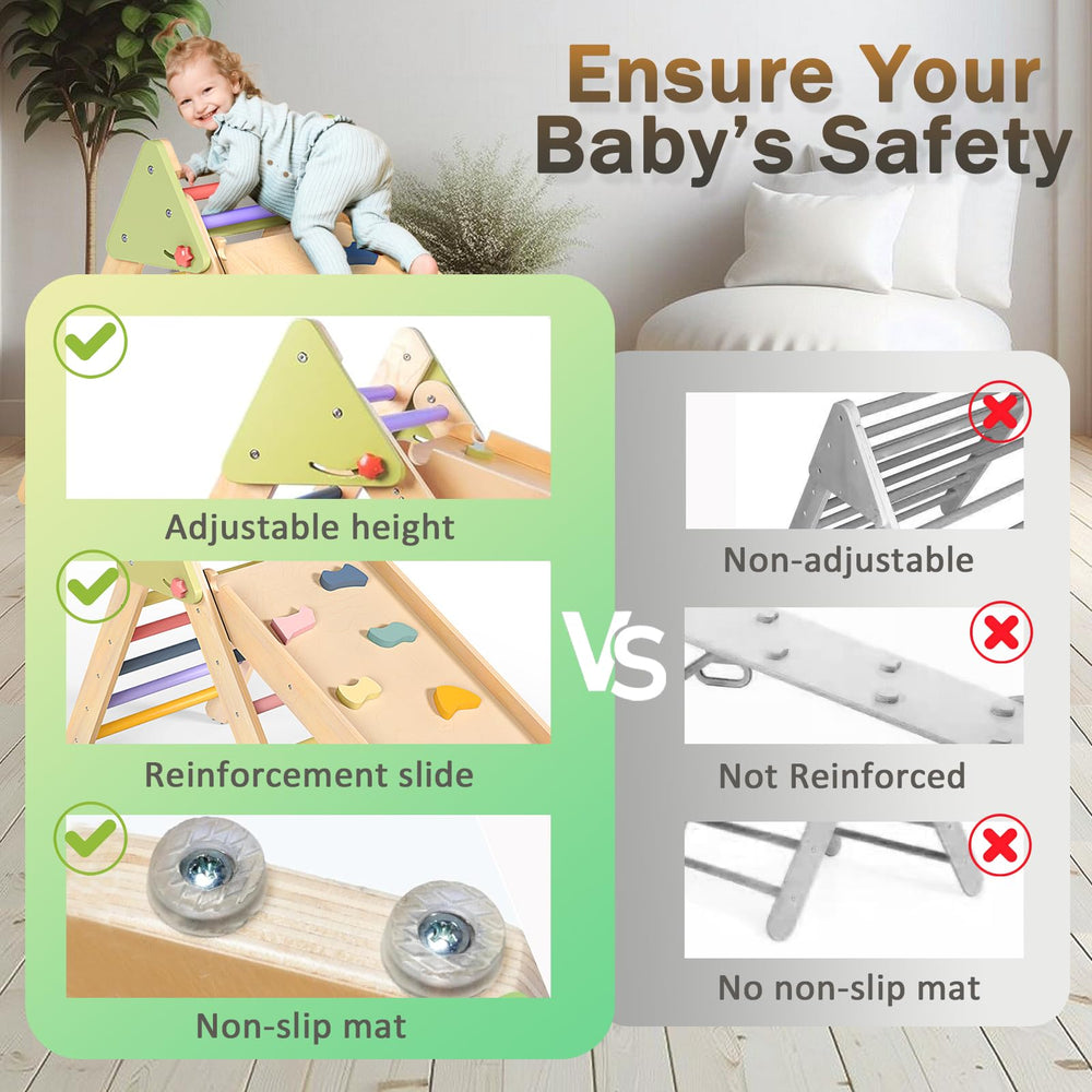 aiwo 7-in-1 Pikler triangle configurations encourage imaginative play and exploration