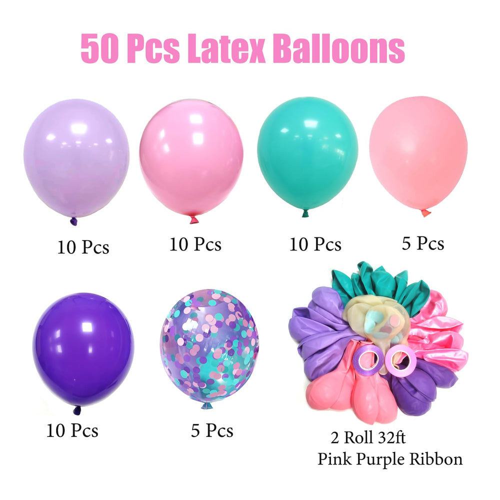 Aiwolf pink-purple-teal balloons table decor for cohesive color harmony
