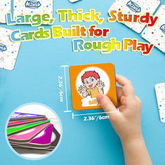 Durable thick cardboard tiles with rounded edges for rough play.