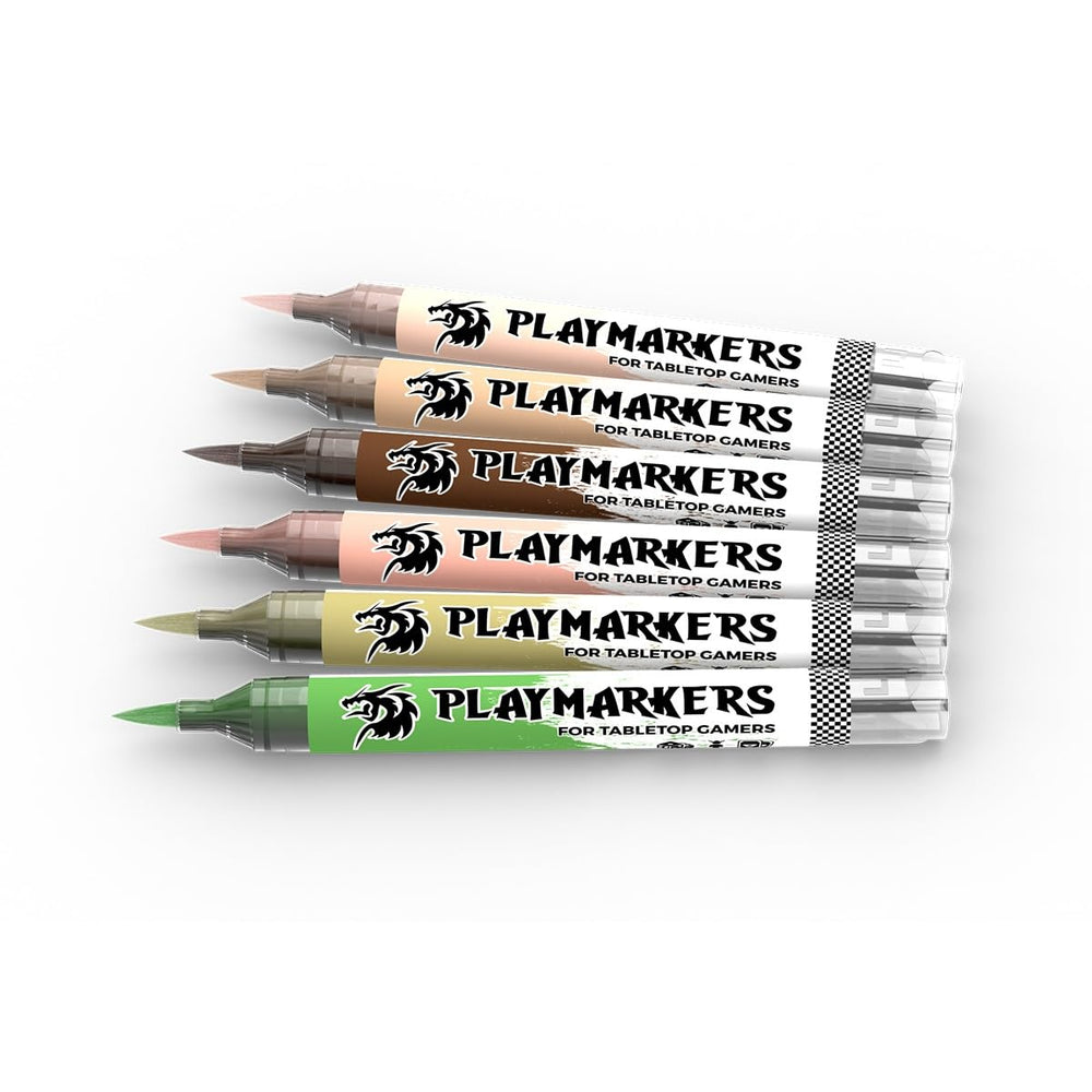 AK Interactive Playmarkers markers on palette demonstrate quick-dry, durable coverage.