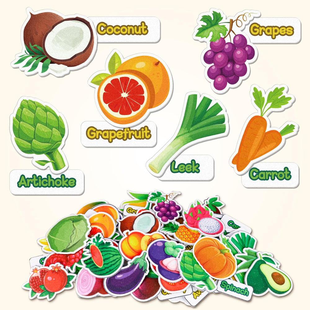 AKAYOK felt board set with 90 fruits and vegetables for interactive learning
