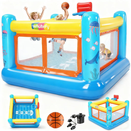 AKEYDIY Bounce House main view shows a roomy jumping area for kids.