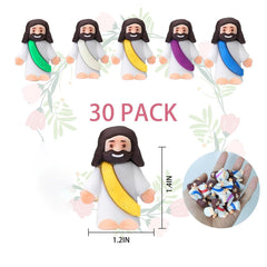 Close up of AKFAHOIF mini Jesus figures highlighting durable PVC finish