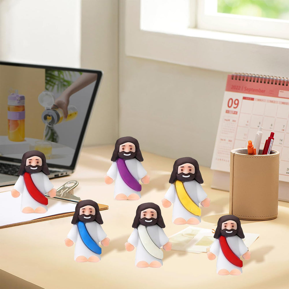 Colorful AKFAHOIF figures in red, purple, blue ready for Easter