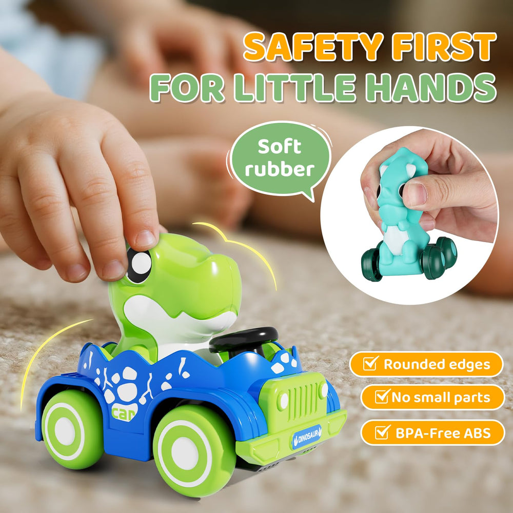 ALASOU rubber red dinosaur car with removable head supports motor skill practice.