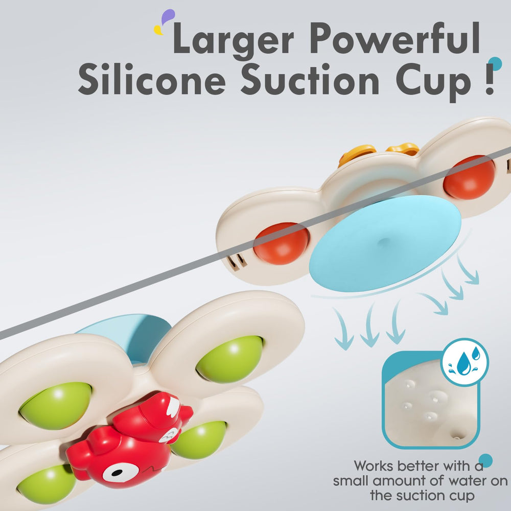 ALASOU suction cup spinner bath toy offers splashy sensory play