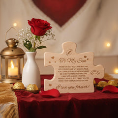 Close-up of Alcarin To My Son gift packaging ready for gifting