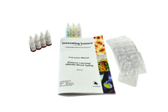 ALDON blood typing kit with simulated samples demonstrates ABO/Rh typing for hands-on learning