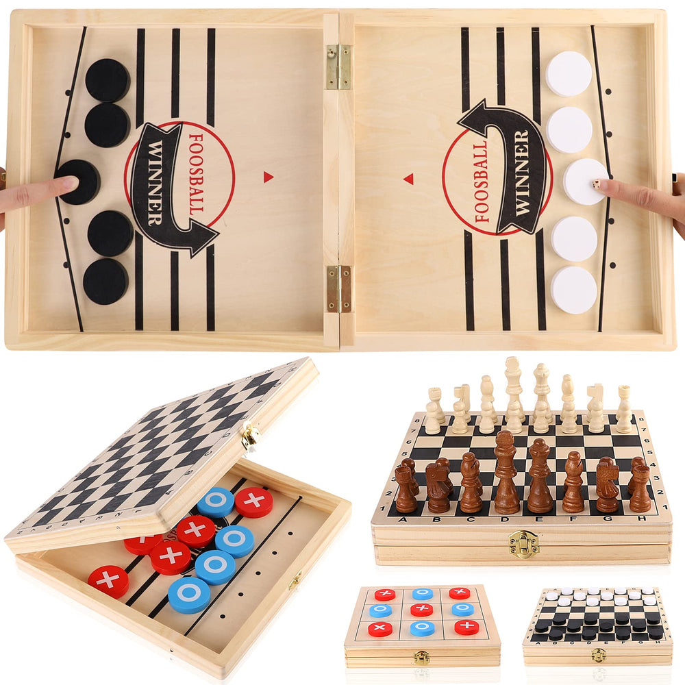 Alemard sling puck open board for fast-paced play and family fun.