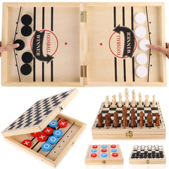 Alemard sling puck open board for fast-paced play and family fun.
