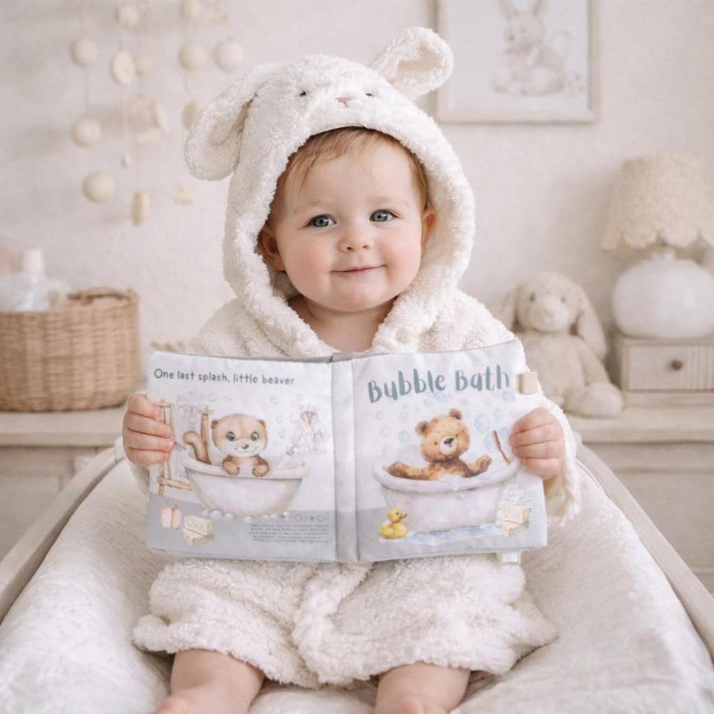 Ali+Oli washable fabric page demonstrating easy cleanup after play