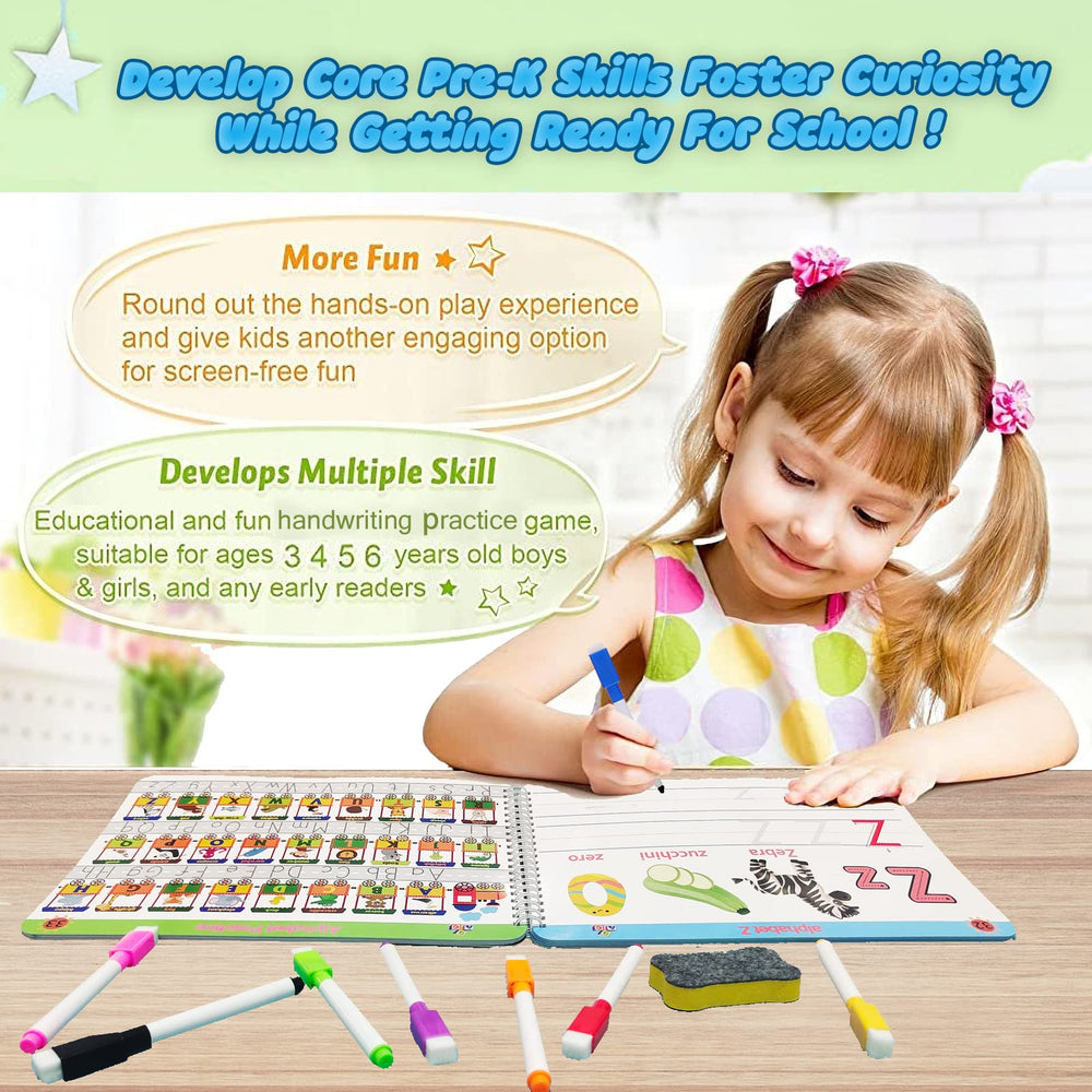 ALIANFLY workbook open pages showing tracing activities for handwriting practice