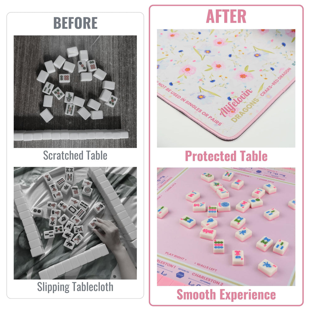 Multi-game capable mat suitable for Mahjong, poker, and bridge sessions.