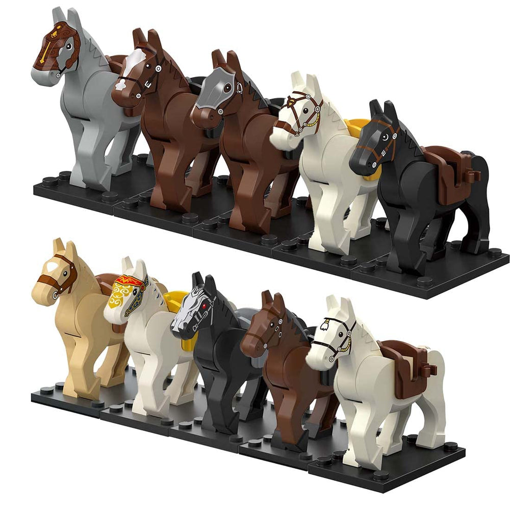 ALiquid custom minifigure horse set with saddles and bases for Lego figures