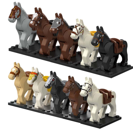 ALiquid custom minifigure horse set with saddles and bases for Lego figures