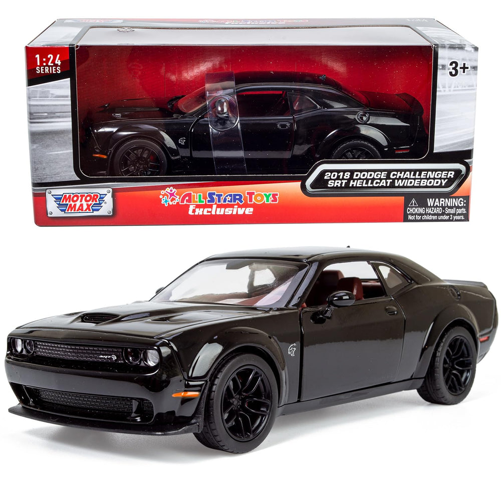 All Star Toys Challenger SRT Hellcat Widebody in black for display and collection.