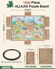 ALL4JIG lazy susan rotation enables easy access to puzzle sections.