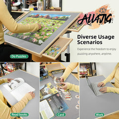 ALL4JIG puzzle table height adjustment to fit your seating and space.