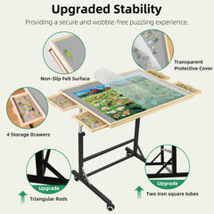 ALL4JIG puzzle table protective cover shields puzzles from dust and spills.