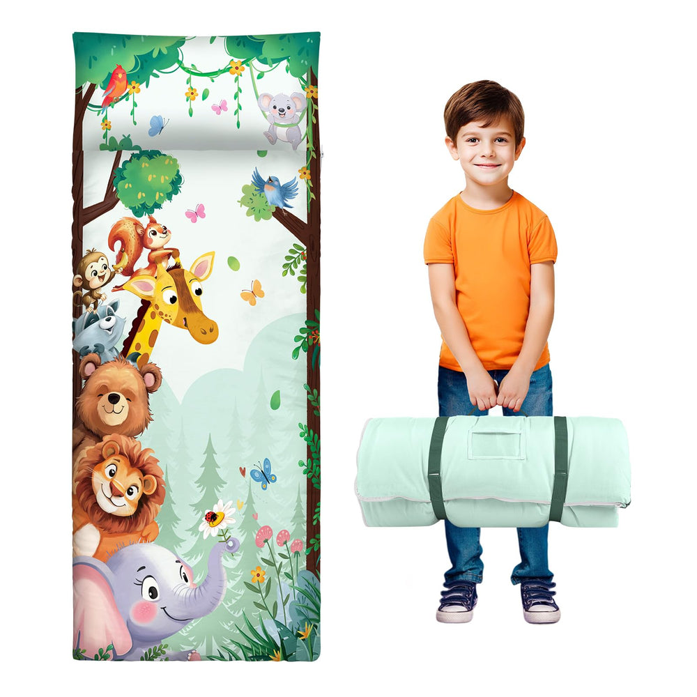 Alldomess toddler nap mat with animal pattern for playful rest time in daycare
