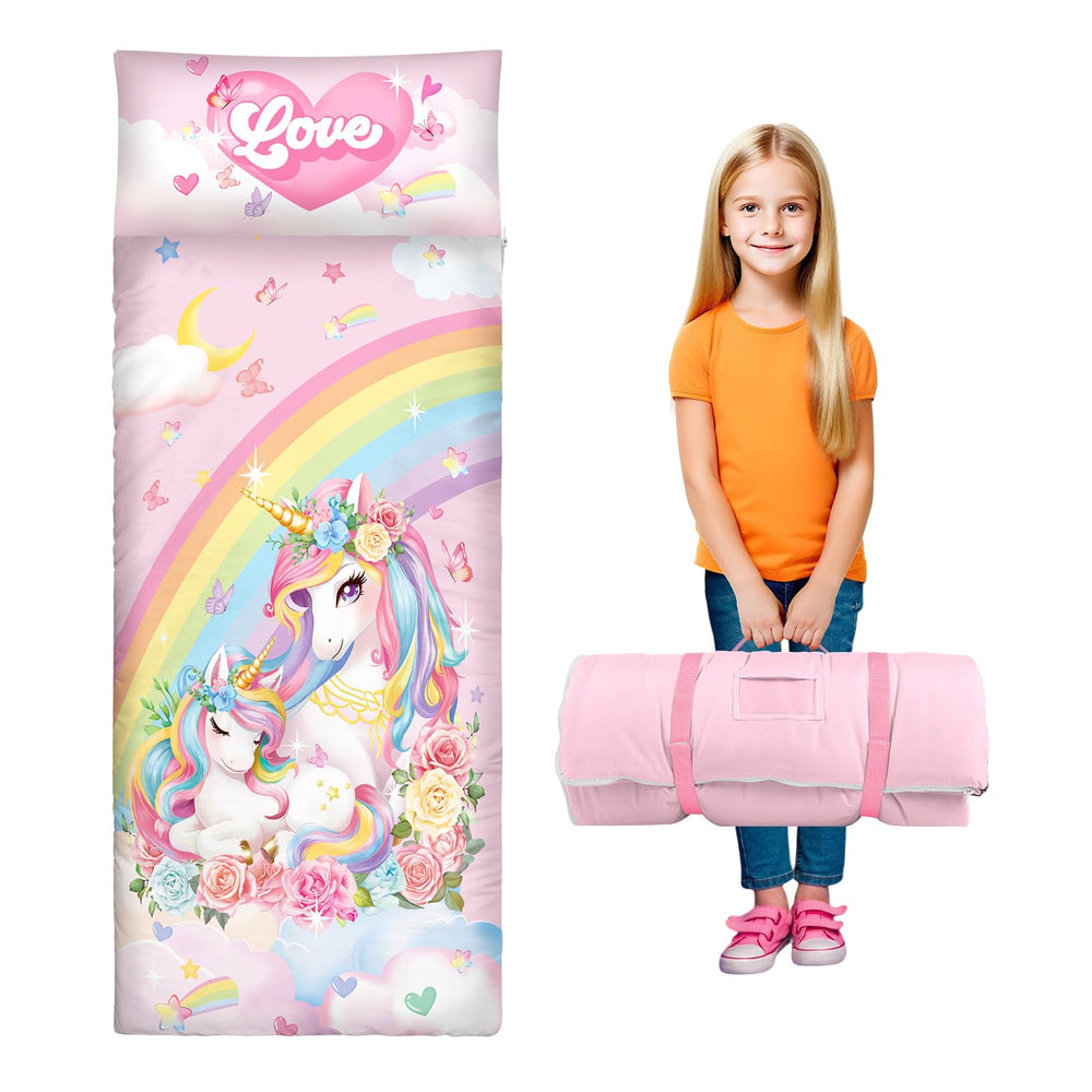 alldomess unicorn rainbow-pattern nap mat for cozy toddler rest