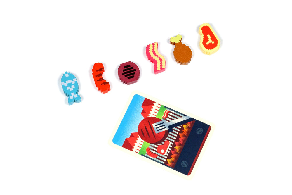 Alley Cat Games Barbecubes fire-pit tabletop scene encouraging teamwork