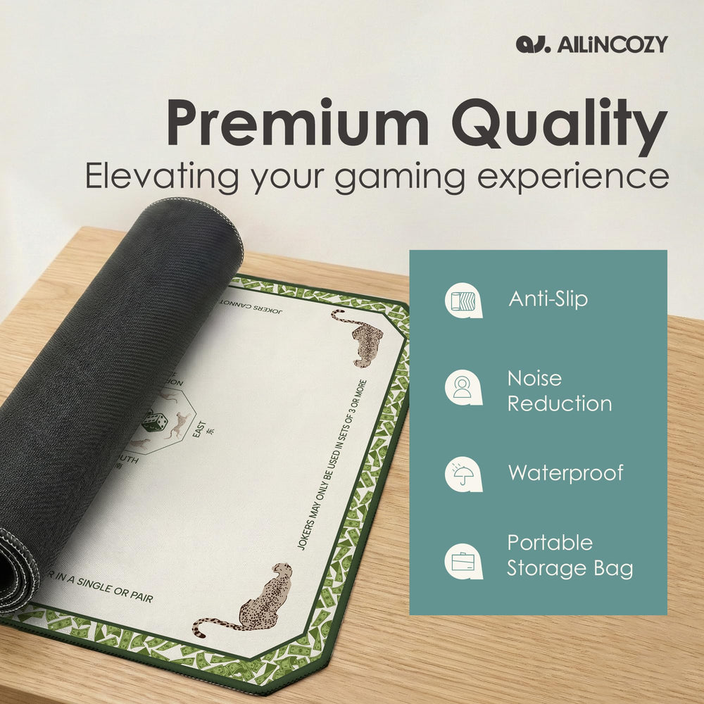 ALLINCOZY Mahjong Mat green non-slip textured base prevents sliding during play