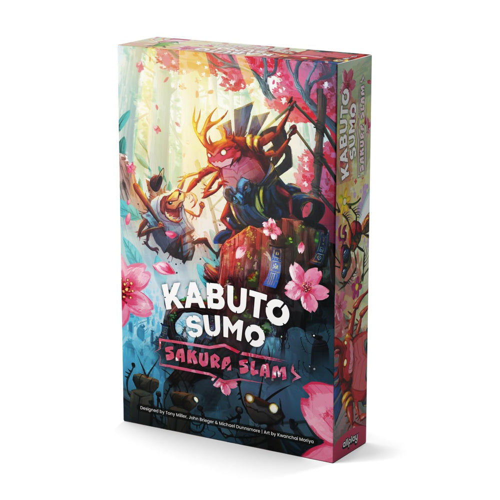 Allplay Kabuto Sumo Sakura Slam board game on a colorful setup for coin-pushing battles