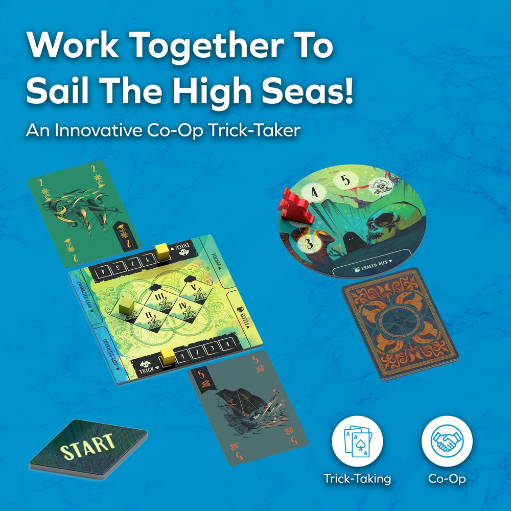 Allplay Sail game components laid out for cooperative trick-taking.