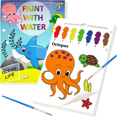 ALNETI watercolor book with sea animals for toddlers, mess-free painting at home