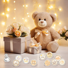ALodr stickers for invitations and cards create cohesive party decor.