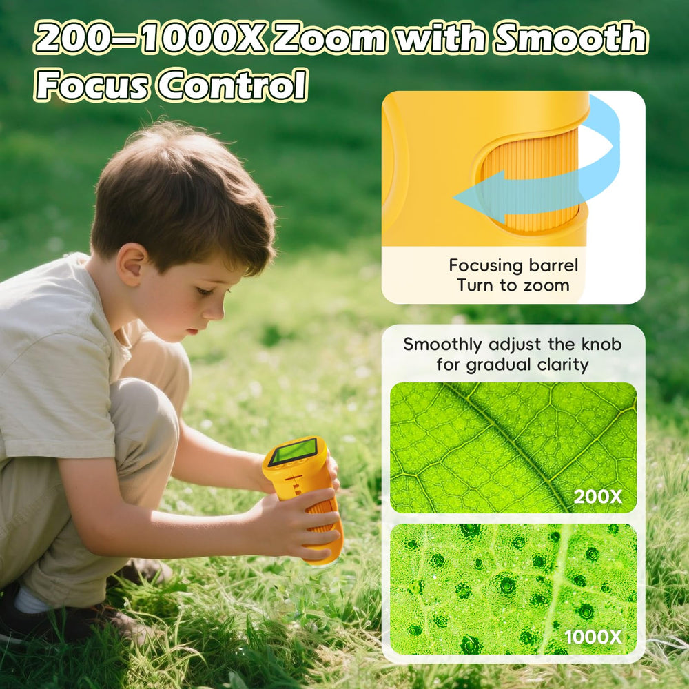 3-in-1 design serves as microscope, telescope, and video recorder.