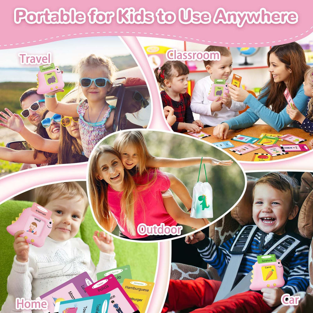 Themes featuring vehicles and animals spark exploration with Alotwan flash cards.