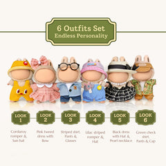ALOVAK miniature outfits on a doll, ideal for mix-and-match fashion play.
