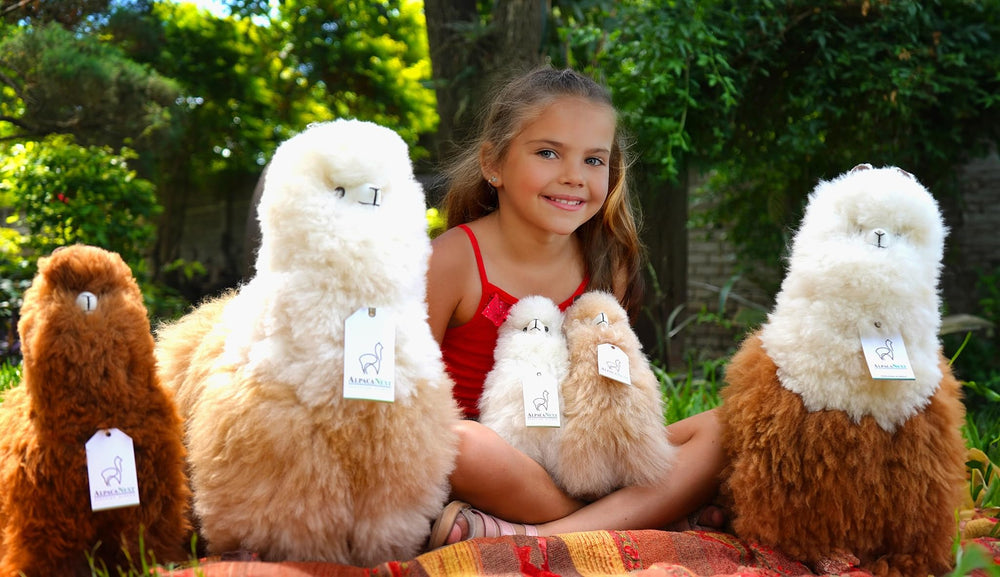 AlpacaNext brown and white colorway plush serves as versatile decor.