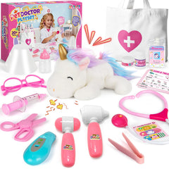 Alritz Unicorn Doctor Kit with stethoscope for imaginative medical play and gentle patient care.