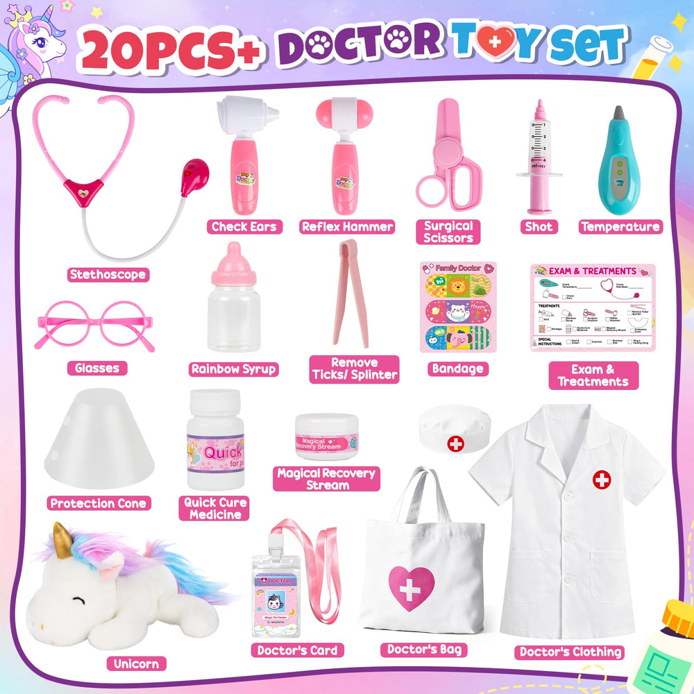 Unicorn plush companion enhances storytelling during bedtime and playtime moments.